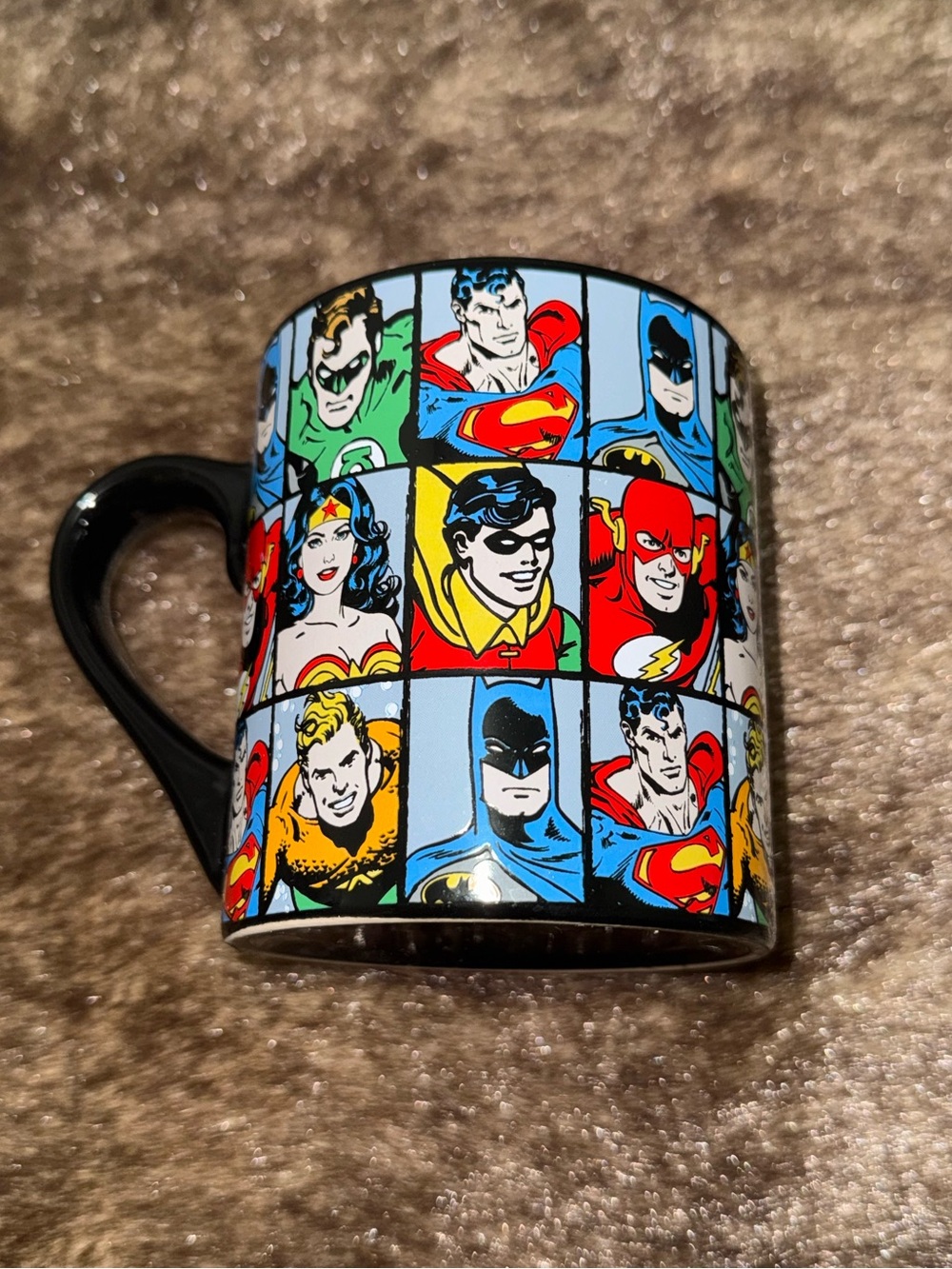 DC Comics Black Ceramic Mug with Multicolor Hero Pop-Art